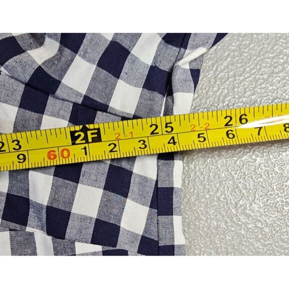 Draper James Womens XL Wanda 3/4 Sleeve Ruffle Front Dress in Navy Gingham - Picture 8 of 14